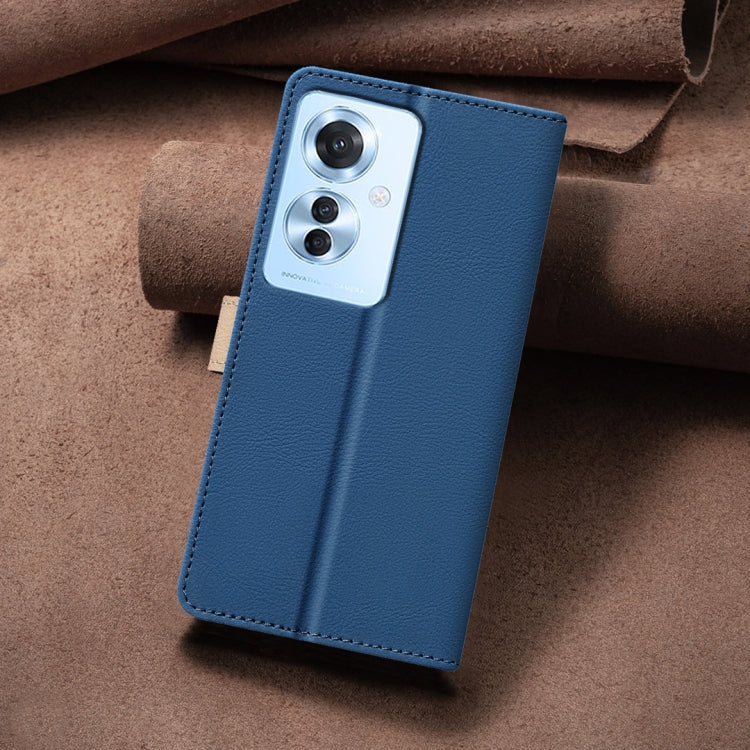 For OPPO Reno11 F 5G Color Matching RFID Anti-theft Leather Phone Case