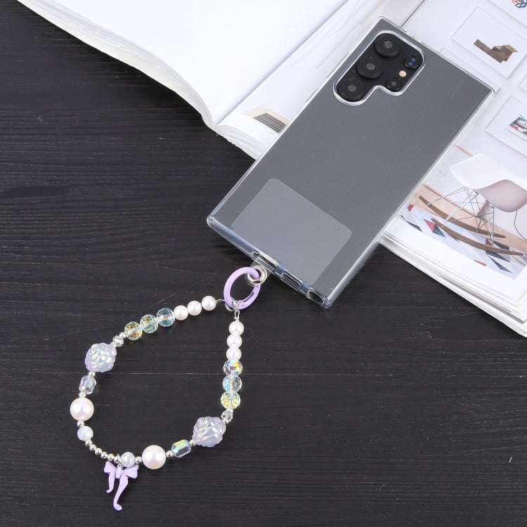 Bowknot Flowers Bead Chain Anti-lost Phone Short Lanyard