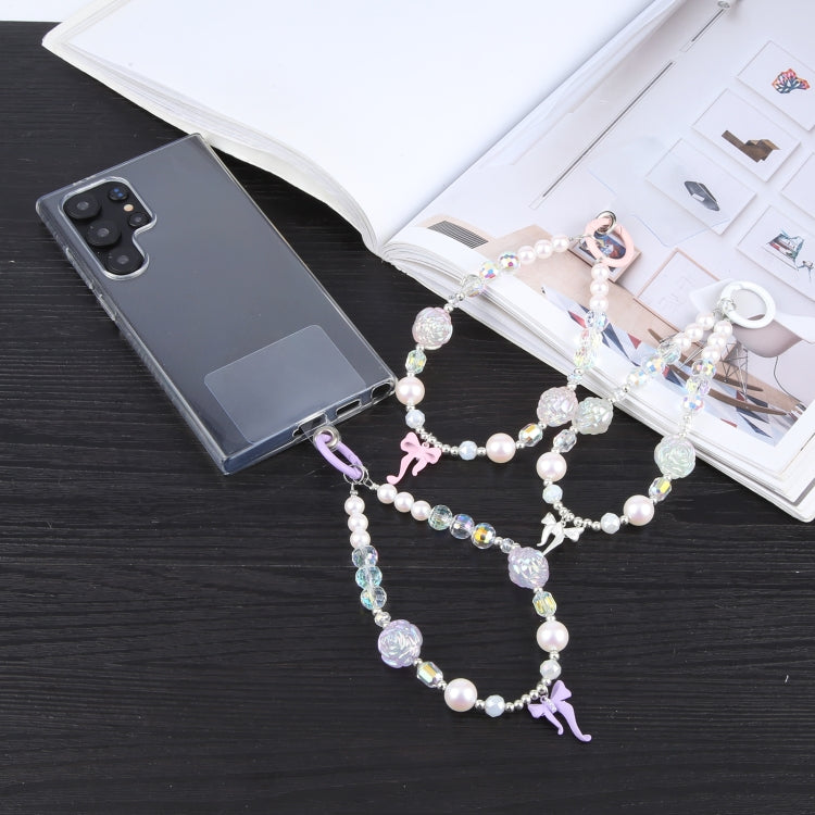 Bowknot Flowers Bead Chain Anti-lost Phone Short Lanyard