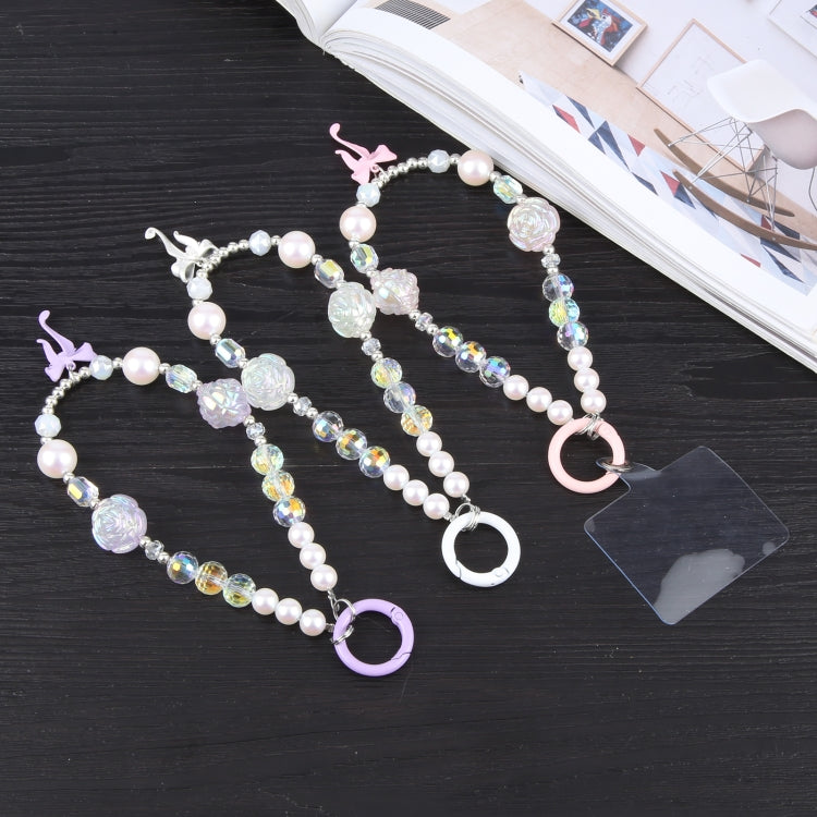 Bowknot Flowers Bead Chain Anti-lost Phone Short Lanyard