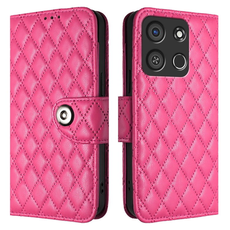 For itel A05s Rhombic Texture Flip Leather Phone Case with Lanyard