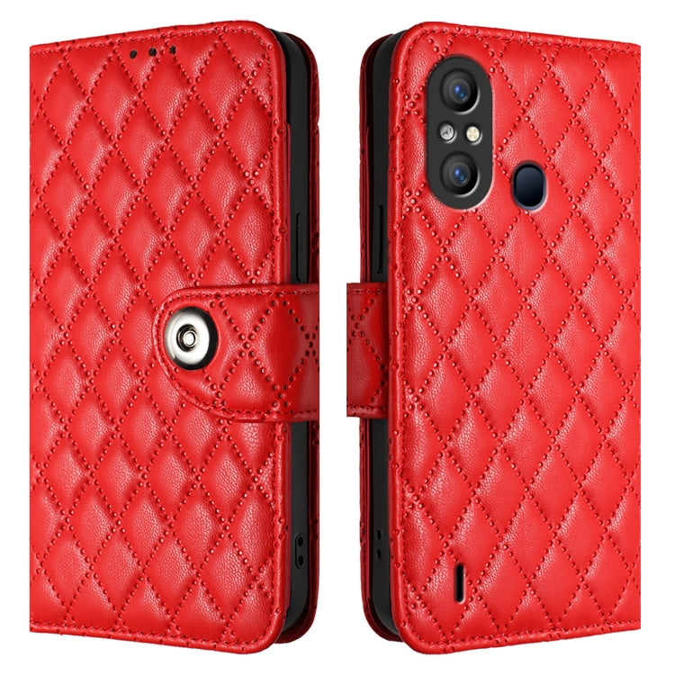For itel A58 / A49 Rhombic Texture Flip Leather Phone Case with Lanyard