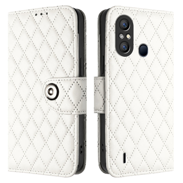 For itel A58 / A49 Rhombic Texture Flip Leather Phone Case with Lanyard