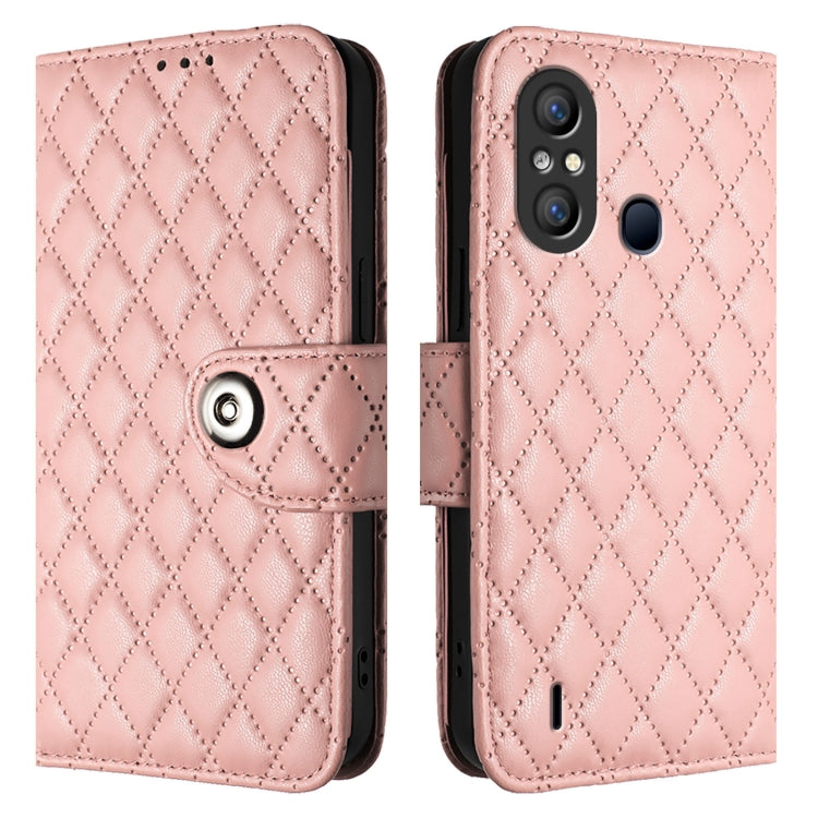 For itel A58 / A49 Rhombic Texture Flip Leather Phone Case with Lanyard