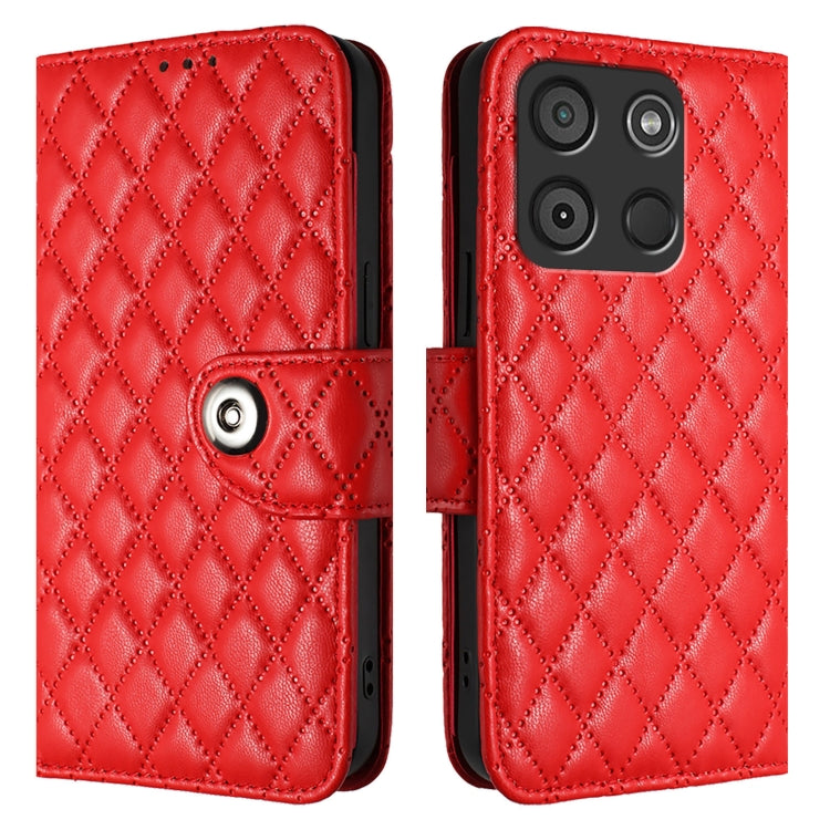 For itel A60 / A60s Rhombic Texture Flip Leather Phone Case with Lanyard