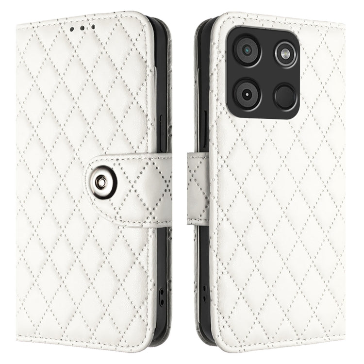 For itel A60 / A60s Rhombic Texture Flip Leather Phone Case with Lanyard