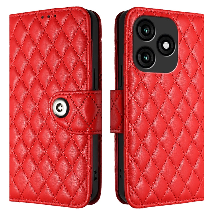 For itel A70 Rhombic Texture Flip Leather Phone Case with Lanyard