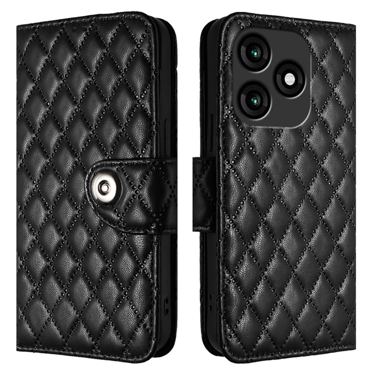 For itel A70 Rhombic Texture Flip Leather Phone Case with Lanyard