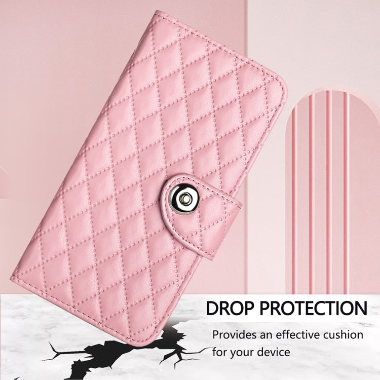 For itel A70 Rhombic Texture Flip Leather Phone Case with Lanyard