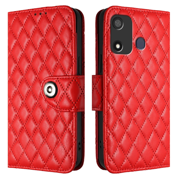 For itel P17 / A27 Rhombic Texture Flip Leather Phone Case with Lanyard