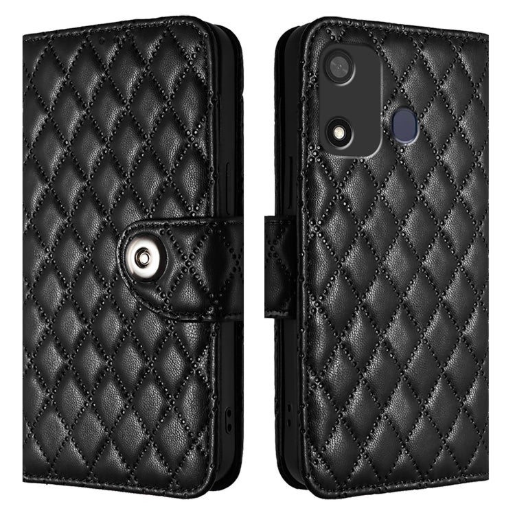 For itel P17 / A27 Rhombic Texture Flip Leather Phone Case with Lanyard