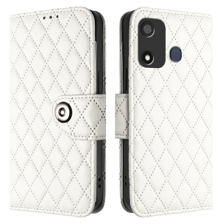 For itel P17 / A27 Rhombic Texture Flip Leather Phone Case with Lanyard