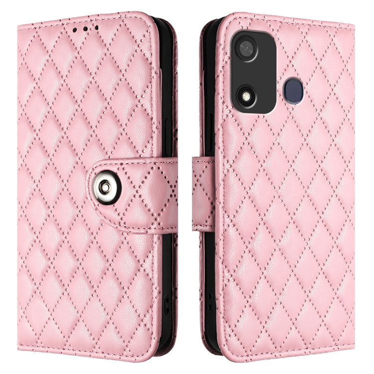 For itel P17 / A27 Rhombic Texture Flip Leather Phone Case with Lanyard