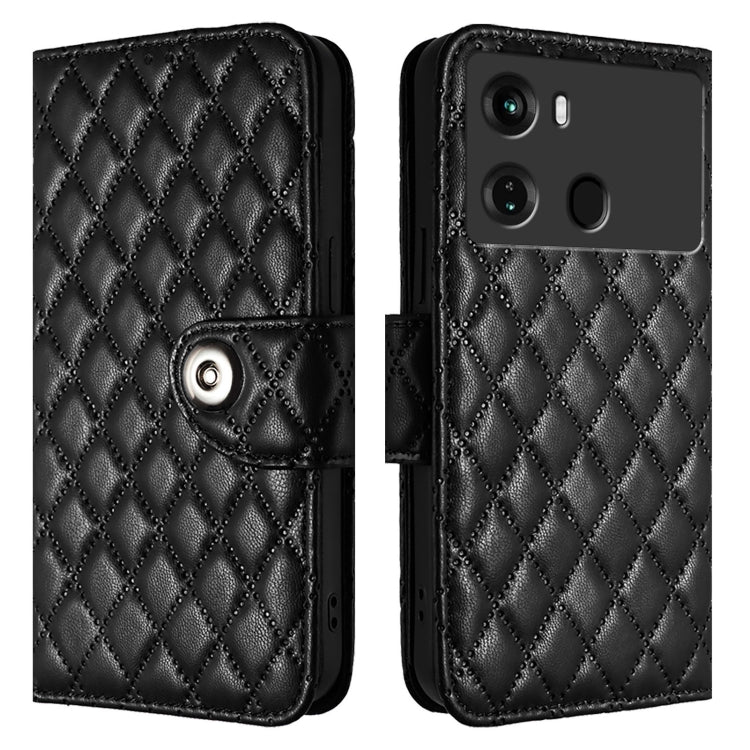 For itel P40 Rhombic Texture Flip Leather Phone Case with Lanyard