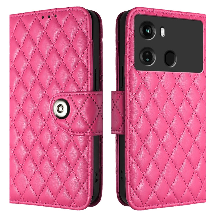 For itel P40 Rhombic Texture Flip Leather Phone Case with Lanyard
