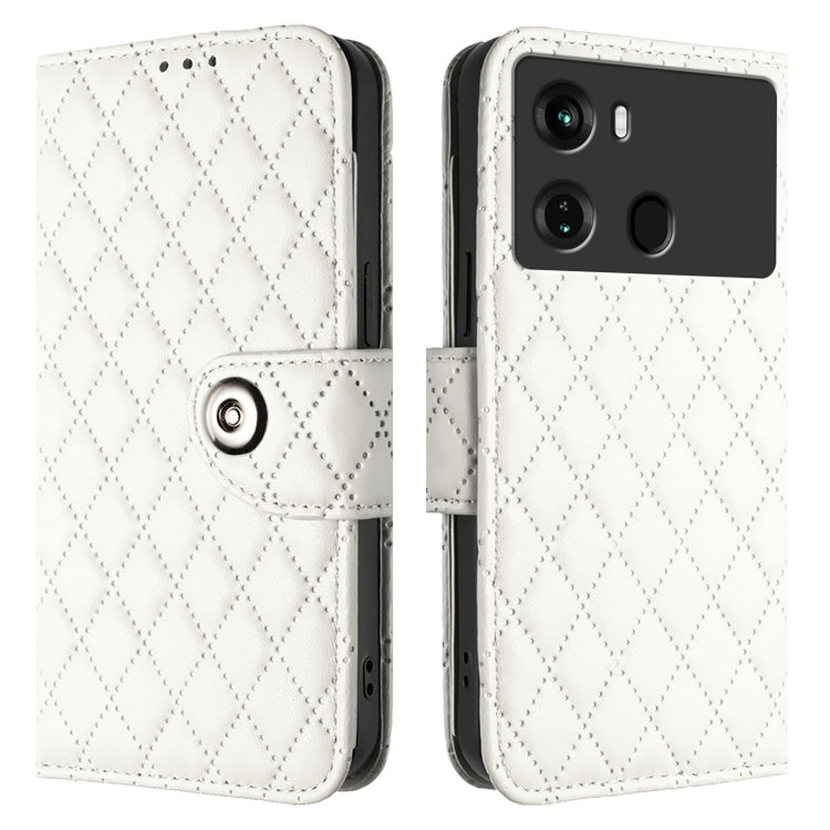For itel P40 Rhombic Texture Flip Leather Phone Case with Lanyard