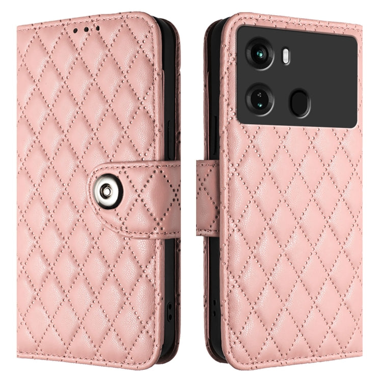 For itel P40 Rhombic Texture Flip Leather Phone Case with Lanyard