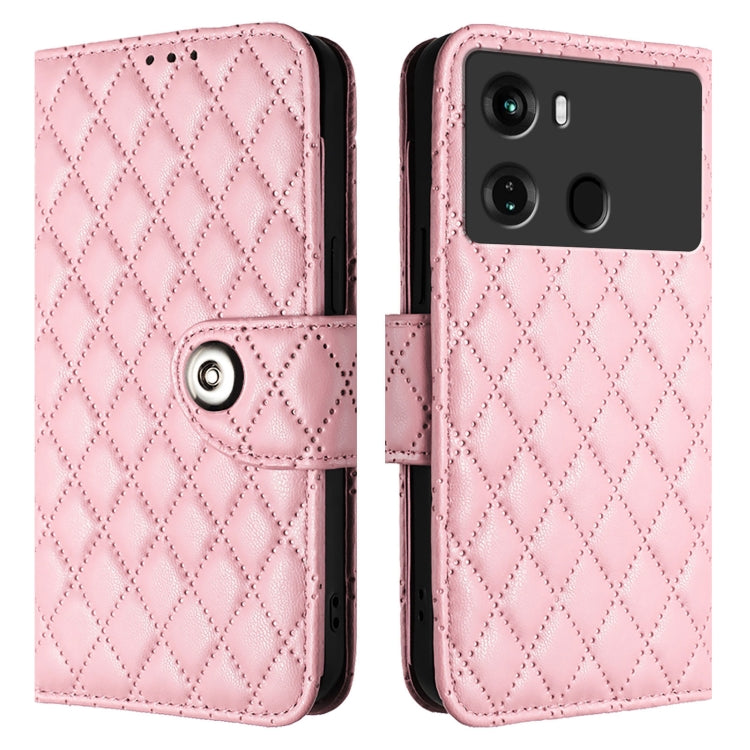 For itel P40 Rhombic Texture Flip Leather Phone Case with Lanyard