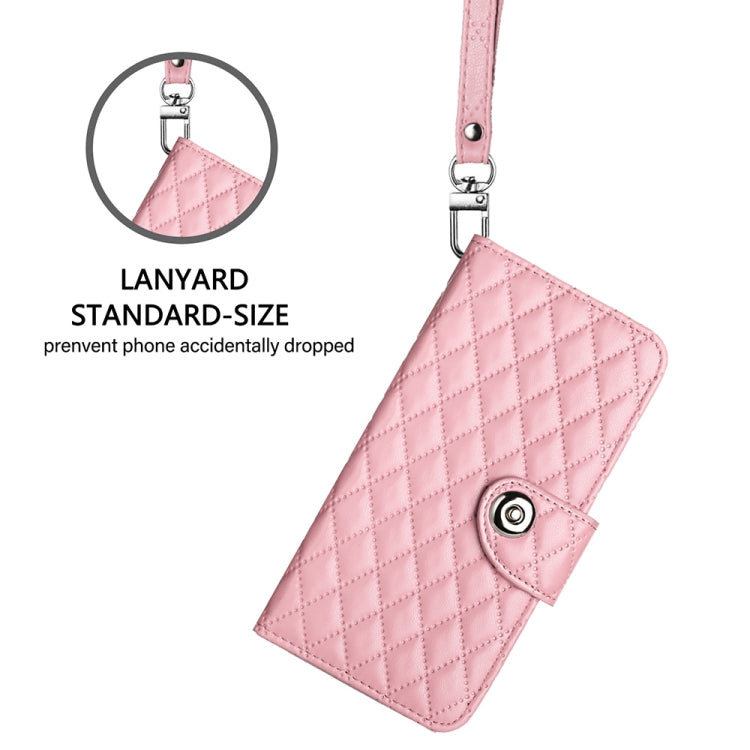 For itel P40 Rhombic Texture Flip Leather Phone Case with Lanyard