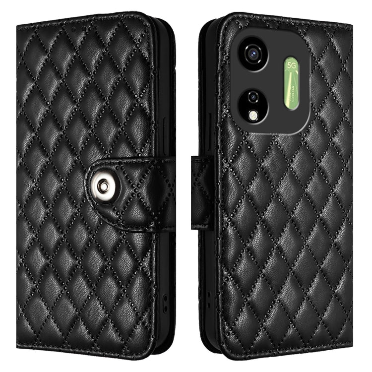 For itel P55 5G Rhombic Texture Flip Leather Phone Case with Lanyard