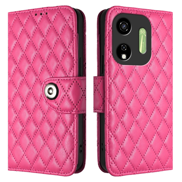 For itel P55 5G Rhombic Texture Flip Leather Phone Case with Lanyard