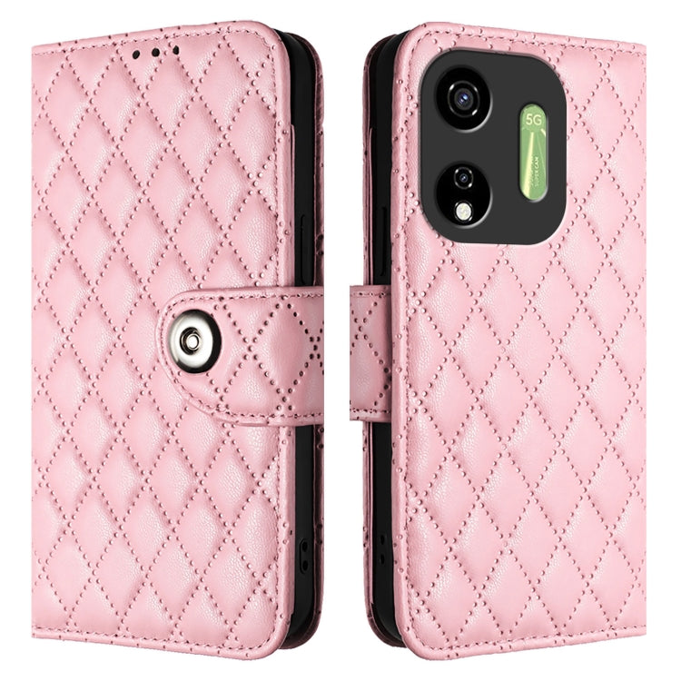 For itel P55 5G Rhombic Texture Flip Leather Phone Case with Lanyard