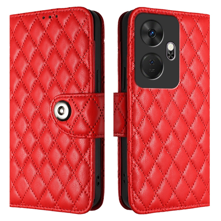 For itel P55+ Rhombic Texture Flip Leather Phone Case with Lanyard