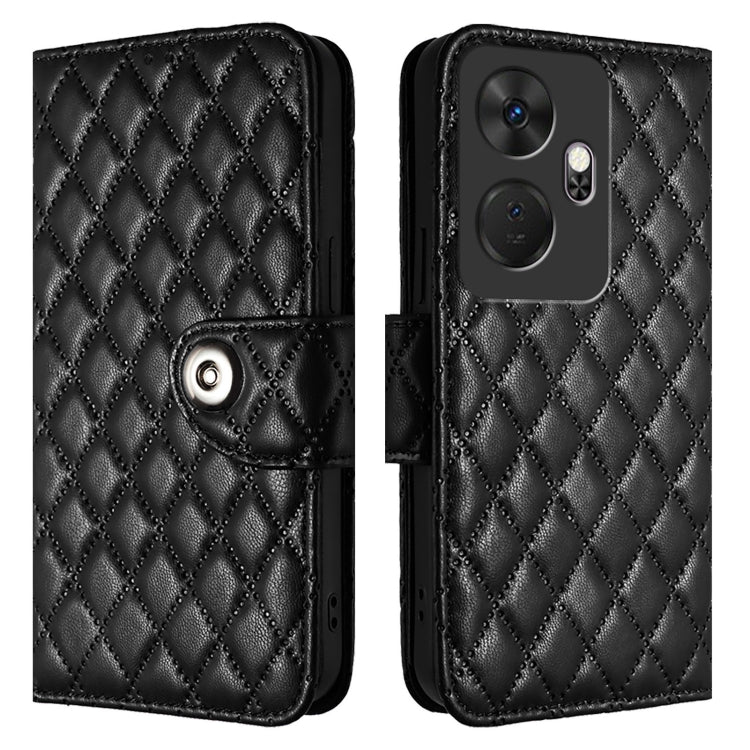 For itel P55+ Rhombic Texture Flip Leather Phone Case with Lanyard