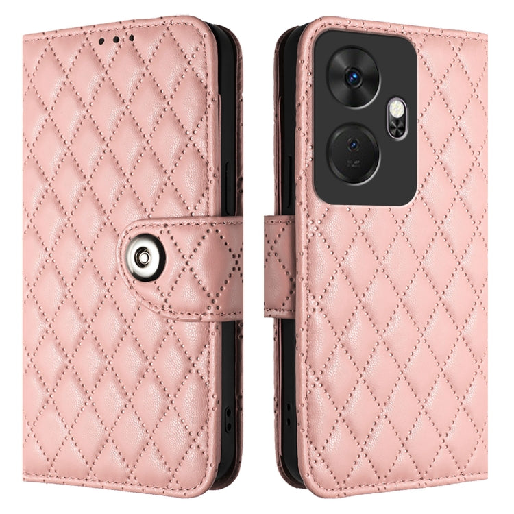 For itel P55+ Rhombic Texture Flip Leather Phone Case with Lanyard