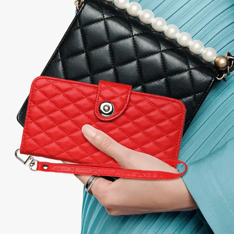 For itel S17 / Vision 3 Rhombic Texture Flip Leather Phone Case with Lanyard