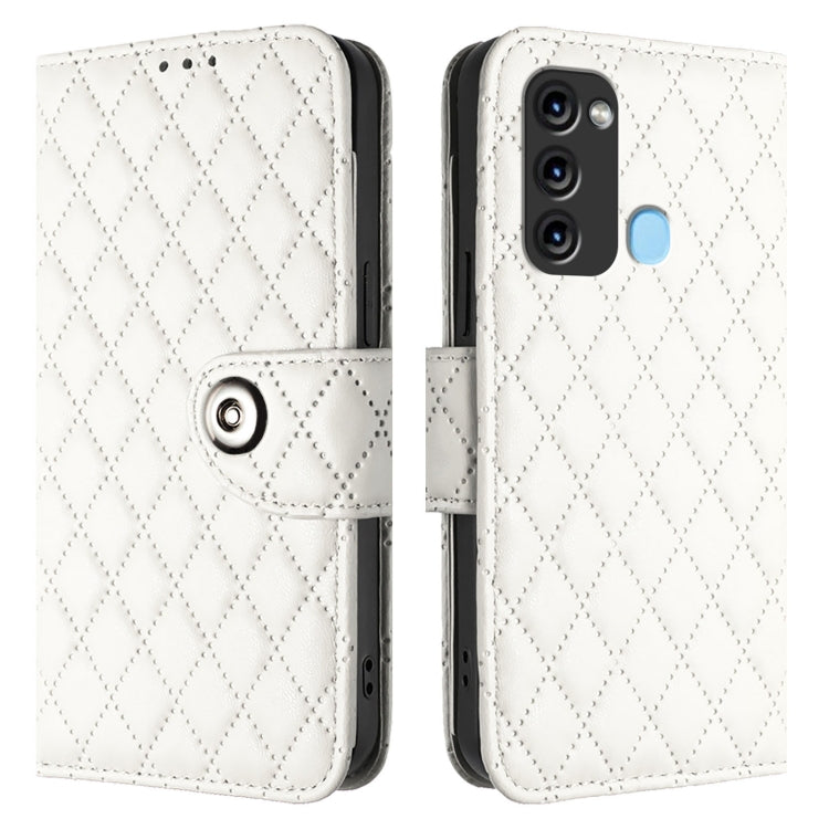 For itel S17 / Vision 3 Rhombic Texture Flip Leather Phone Case with Lanyard