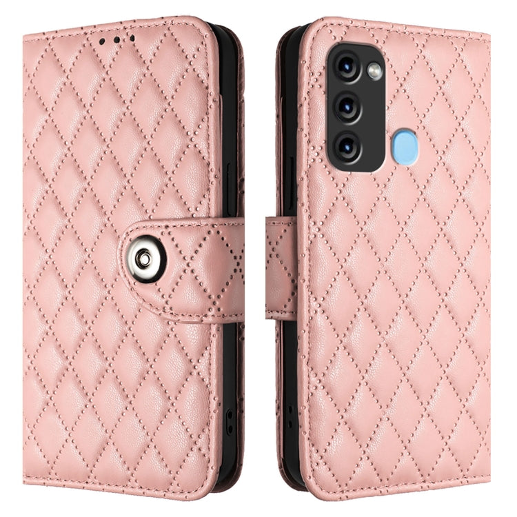 For itel S17 / Vision 3 Rhombic Texture Flip Leather Phone Case with Lanyard