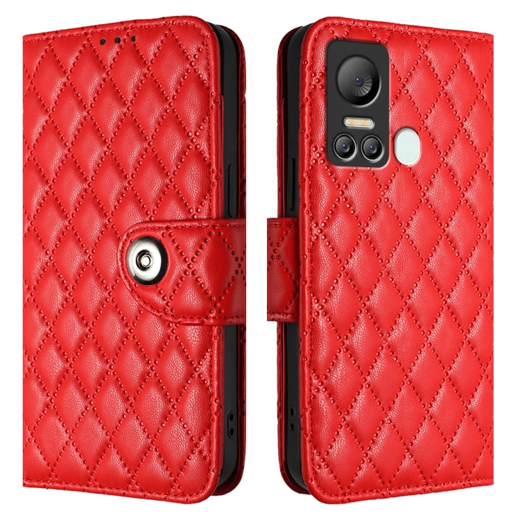 For itel S18 / Vision 5 Rhombic Texture Flip Leather Phone Case with Lanyard