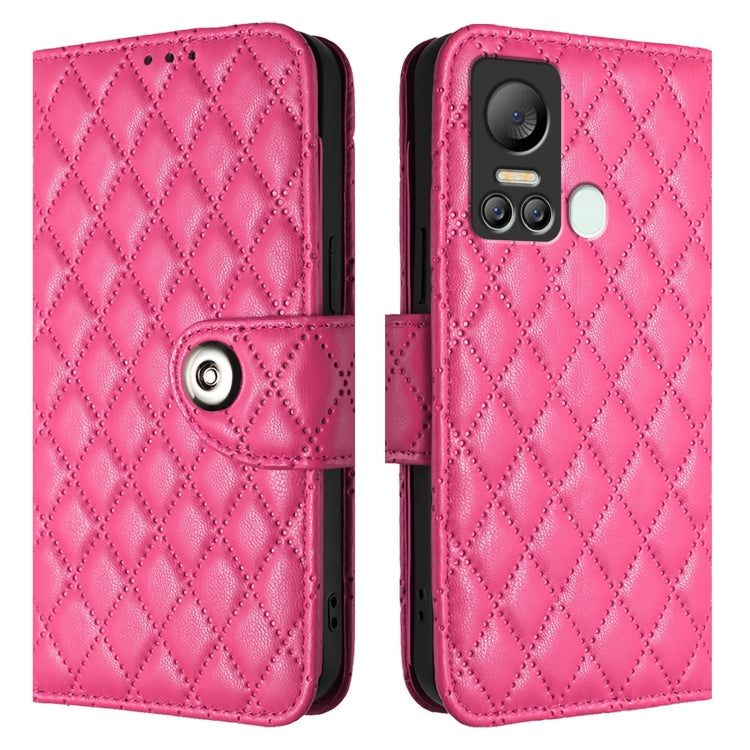 For itel S18 / Vision 5 Rhombic Texture Flip Leather Phone Case with Lanyard