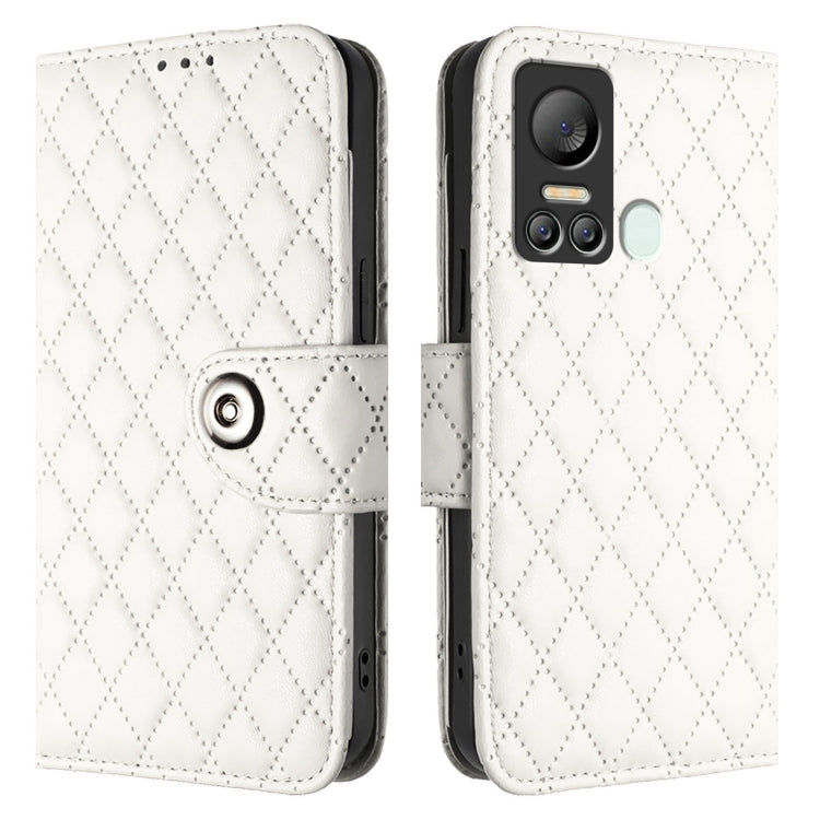 For itel S18 / Vision 5 Rhombic Texture Flip Leather Phone Case with Lanyard