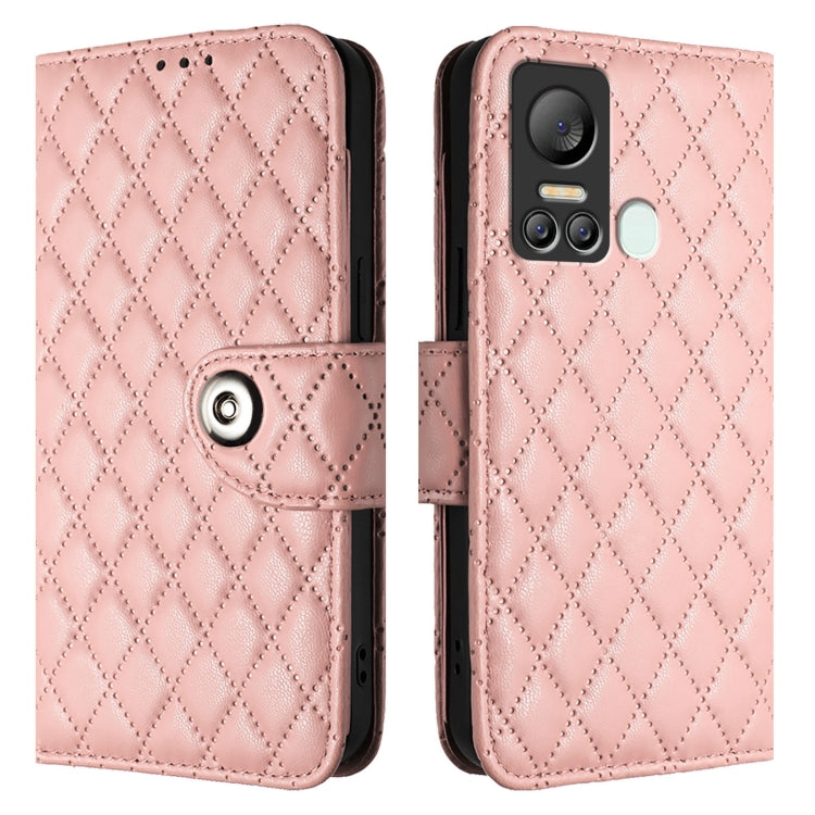 For itel S18 / Vision 5 Rhombic Texture Flip Leather Phone Case with Lanyard