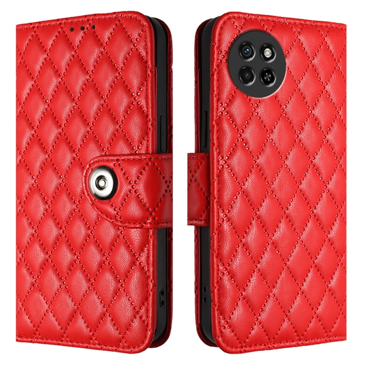 For itel S23 S665L Rhombic Texture Flip Leather Phone Case with Lanyard