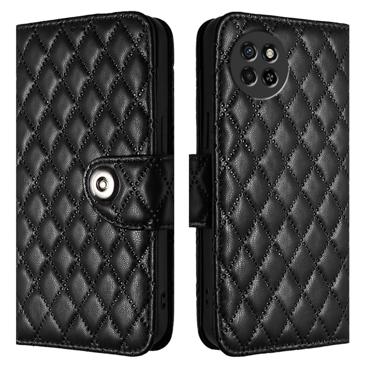 For itel S23 S665L Rhombic Texture Flip Leather Phone Case with Lanyard