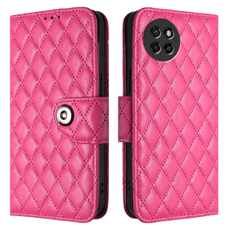 For itel S23 S665L Rhombic Texture Flip Leather Phone Case with Lanyard