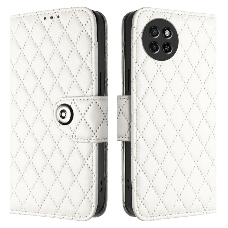 For itel S23 S665L Rhombic Texture Flip Leather Phone Case with Lanyard