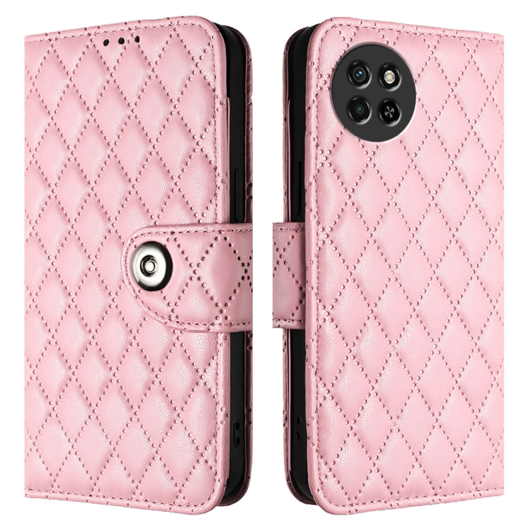 For itel S23 S665L Rhombic Texture Flip Leather Phone Case with Lanyard