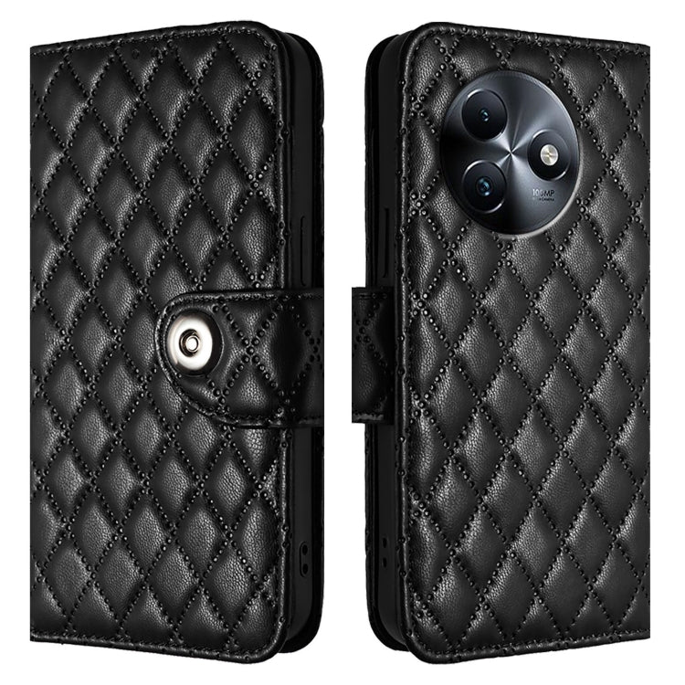 For itel S24 Rhombic Texture Flip Leather Phone Case with Lanyard