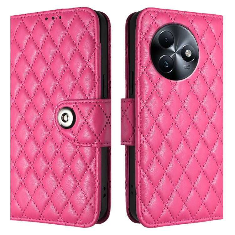 For itel S24 Rhombic Texture Flip Leather Phone Case with Lanyard