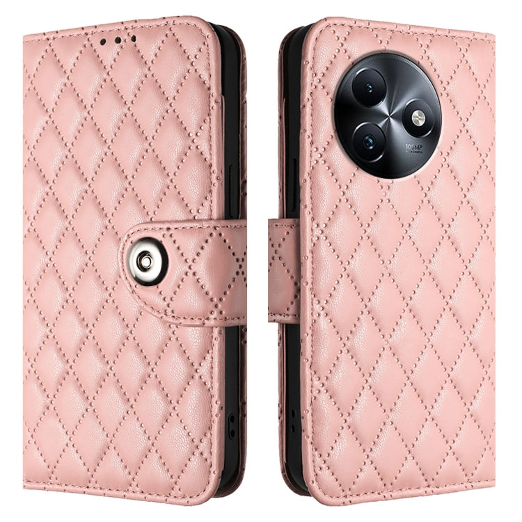 For itel S24 Rhombic Texture Flip Leather Phone Case with Lanyard