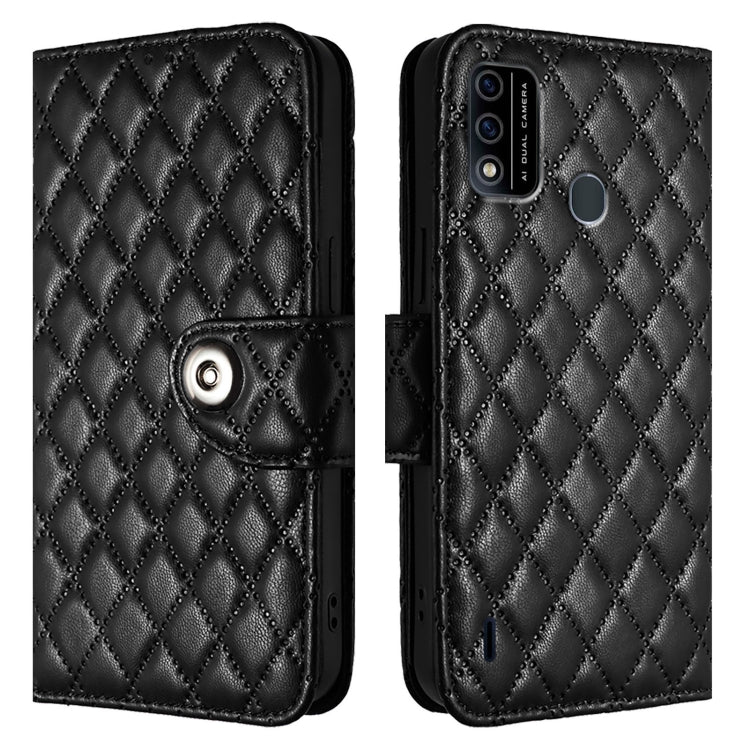 For itel A48 Rhombic Texture Flip Leather Phone Case with Lanyard