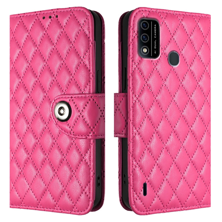 For itel A48 Rhombic Texture Flip Leather Phone Case with Lanyard