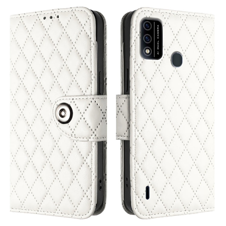 For itel A48 Rhombic Texture Flip Leather Phone Case with Lanyard