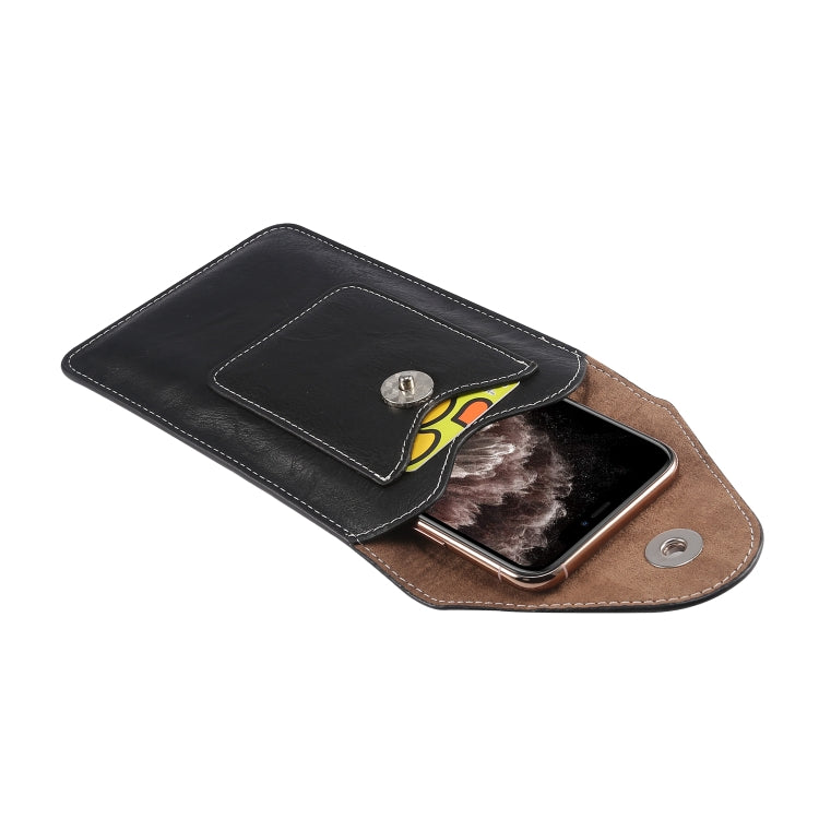 For iPhone 12 mini Elephant Texture Men Leisure Simple Universal Mobile Phone Waist Pack Leather Case with Card Slot, Suitable for 4.7-5.3 inch Smartphones