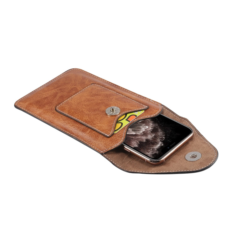 For iPhone 12 mini Elephant Texture Men Leisure Simple Universal Mobile Phone Waist Pack Leather Case with Card Slot, Suitable for 4.7-5.3 inch Smartphones
