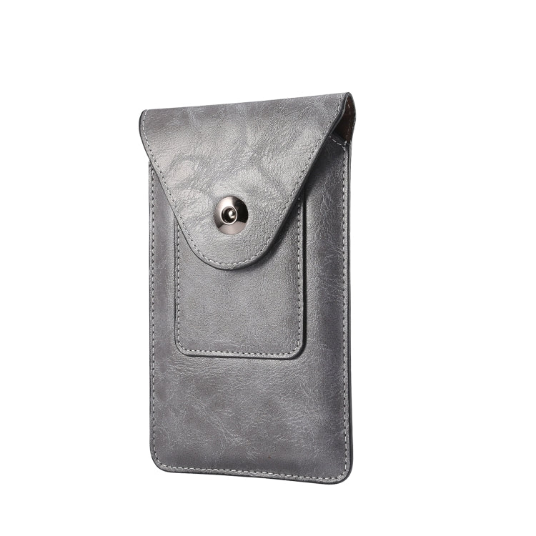 For iPhone 12 mini Elephant Texture Men Leisure Simple Universal Mobile Phone Waist Pack Leather Case with Card Slot, Suitable for 4.7-5.3 inch Smartphones